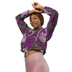Women’s cropped windbreaker Pink Tapestry Roses Summer Rose Women's Cropped Windbreaker Jacket