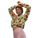 Women’s cropped windbreaker Poinsettia Garden Pattern Summer Rose Women's Cropped Windbreaker Jacket