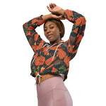 Women’s cropped windbreaker Red pumpkin seamless pattern and carrots Summer Rose Women's Cropped Windbreaker Jacket