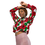 Women’s cropped windbreaker Red Roses vintage flower Summer Rose Women's Cropped Windbreaker Jacket