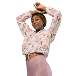 Women’s cropped windbreaker Romantic Pink Rose Summer Rose Women's Cropped Windbreaker Jacket