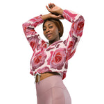 Women’s cropped windbreaker RosaCartoonus Romantic Watercolor Roses Summer Rose Women's Cropped Windbreaker Jacket