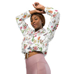 Women’s cropped windbreaker Rose Pink Elegant Floral Watercolor Summer Rose Women's Cropped Windbreaker Jacket