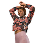 Women’s cropped windbreaker Roses Flower Berries Tarantula Snake Summer Rose Women's Cropped Windbreaker Jacket