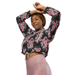 Women’s cropped windbreaker Snakes and Peach Roses Summer Rose Women's Cropped Windbreaker Jacket