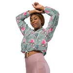 Women’s cropped windbreaker Soft Rose Flower Pink Summer Rose Women's Cropped Windbreaker Jacket