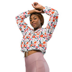 Women’s cropped windbreaker Summer Flower Pink and Orange Rose Floral Summer Rose Women's Cropped Windbreaker Jacket