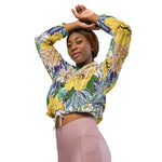 Women’s cropped windbreaker Trendy Yellow & Green Floral GirlySummer Rose Women's Cropped Windbreaker Jacket
