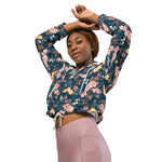 Women’s cropped windbreaker Tropical Vintage Red Hibiscus FlowerSummer Rose Women's Cropped Windbreaker Jacket