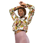Women’s cropped windbreaker Vintage Chrysanthemum Flowers on Dusty Rose Summer Rose Women's Cropped Windbreaker Jacket
