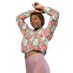 Women’s cropped windbreaker Vintage Floral Flower Summer Rose Women's Cropped Windbreaker Jacket