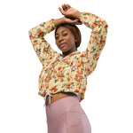 Women’s cropped windbreaker Vintage Floral pattern with Roses Watercolor Summer Rose Women's Cropped Windbreaker Jacket