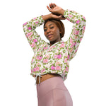 Women’s cropped windbreaker Vintage Floral Pink Rose Summer Rose Women's Cropped Windbreaker Jacket