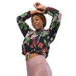 Women’s cropped windbreaker Vintage Floral Rose Garden Flower Summer Rose Women's Cropped Windbreaker Jacket