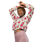 Women’s cropped windbreaker Vintage Floral Rose Garden Summer Rose Women's Cropped Windbreaker Jacket
