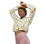 Women’s cropped windbreaker Vintage flower seamless vintage pattern Summer Rose Women's Cropped Windbreaker Jacket