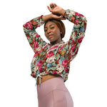 Women’s cropped windbreaker Vintage flowers Floral Victorian Rose Bouquet Leaf Summer Rose Women's Cropped Windbreaker Jacket