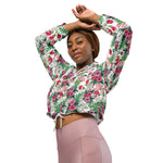 Women’s cropped windbreaker Vintage Pretty Country Garden Rose Pattern Summer Rose Women's Cropped Windbreaker Jacket
