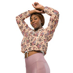 Women’s cropped windbreaker Vintage Roses, Diamonds and Skulls Summer Rose Women's Cropped Windbreaker Jacket