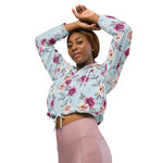 Women’s cropped windbreaker Violet and yellow Flowers with Leaves Summer Rose Women's Cropped Windbreaker Jacket