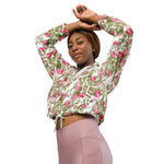 Women’s cropped windbreaker Watercolor Flowers Pink Roses Floral Summer Rose Women's Cropped Windbreaker Jacket