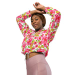 Women’s cropped windbreaker Watercolor Flowers Vintage floral Summer Rose Women's Cropped Windbreaker Jacket
