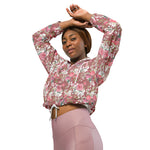 Women’s cropped windbreaker Watercolor Pink Floral Rose Summer Rose Women's Cropped Windbreaker Jacket