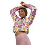 Women’s cropped windbreaker Watercolor Rose Floral Botanical Flower Summer Rose Women's Cropped Windbreaker Jacket