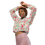 Women’s cropped windbreaker Watercolor spring flower Summer Rose Women's Cropped Windbreaker Jacket