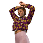 Women’s cropped windbreaker Yellow roses and Purple Leaves Summer Rose Women's Cropped Windbreaker Jacket