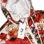 Women’s cropped windbreaker Floral pattern Roses with chrysanthemum Garden Summer Rose Women's Cropped Windbreaker