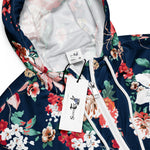 Women’s cropped windbreaker Floral Pattern with Roses and Small Flowers Summer Rose Women's Cropped Windbreaker