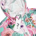 Women’s cropped windbreaker Gorgeous Pink Roses Watercolor Summer Rose Women's Cropped Windbreaker Jacket