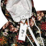 Women’s cropped windbreaker Ornate Vintage flower Peonies Roses and Birds Summer Rose Women's Cropped Windbreaker Jacket