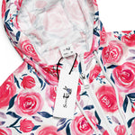 Women’s cropped windbreaker Pink Floral Watercolor Roses Pattern Summer Rose Women's Cropped Windbreaker Jacket