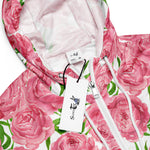 Women’s cropped windbreaker Pink Peonies Watercolor Flower Summer Rose Women's Cropped Windbreaker Jacket