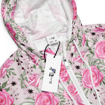 Women’s cropped windbreaker Pink Rose Garden Floral Pattern Summer Rose Women's Cropped Windbreaker Jacket