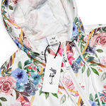 Women’s cropped windbreaker Pink Roses Boho Trellis Watercolour Flowers Summer Rose Women's Cropped Windbreaker Jacket