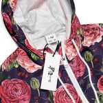 Women’s cropped windbreaker Pink Roses Romantic On Purple Summer Rose Women's Cropped Windbreaker Jacket