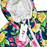 Women’s cropped windbreaker Pink Yellow Rose Floral Pattern Summer Rose Women's Cropped Windbreaker Jacket