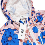 Women’s cropped windbreaker Pretty Azure Blue Blush Pink Floral Summer Rose Women's Cropped Windbreaker Jacket