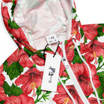 Women’s cropped windbreaker Red Hibiscus Watercolor Summer Rose Women's Cropped Windbreaker Jacket