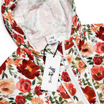 Women’s cropped windbreaker Red Pink Roses Poppies Trendy Girly Summer Rose Women's Cropped Windbreaker Jacket