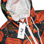 Women’s cropped windbreaker Red pumpkin seamless pattern and carrots Summer Rose Women's Cropped Windbreaker Jacket