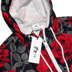 Women’s cropped windbreaker Red Rose Flowers Vintage Summer Rose Women's Cropped Windbreaker Jacket
