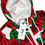 Women’s cropped windbreaker Red Roses vintage flower Summer Rose Women's Cropped Windbreaker Jacket