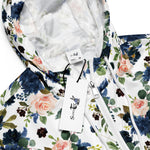 Women’s cropped windbreaker Rose Blush Pink Navy Blue Bouquet Summer Rose Women's Cropped Windbreaker Jacket