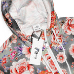Women’s cropped windbreaker Rose Orange Flower Pattern Summer Rose Women's Cropped Windbreaker Jacket