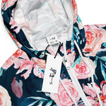 Women’s cropped windbreaker Rose seamless pattern with watercolor on blue Summer Rose Women's Cropped Windbreaker Jacket