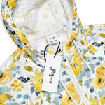 Women’s cropped windbreaker Rose Yellow and Blue Watercolor Pattern Flower Summer Rose Women's Cropped Windbreaker Jacket